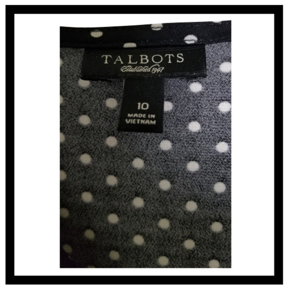 Talbot's Long Sleeve Black Polka Dot V Neck Dres - Picture 3 of 3